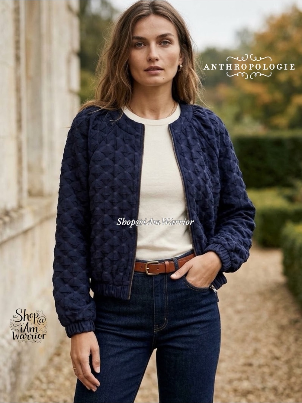 Anthropologie NWT cropped textured bomber jacket *shop@iamwarrior